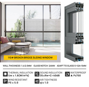 RichOcean Ban Công Mỏng Nhôm Đôi Kính Cửa Sổ Trượt Với Cống Lỗ Nhiệt Phá Sùng Trượt Nhà Cửa Sổ - Product Image 6