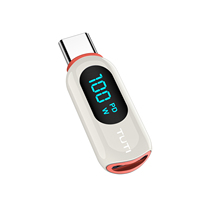 Adaptateur OTG en alliage de zinc 100W USB-C mâle vers Type-C femelle avec affichage de puissance