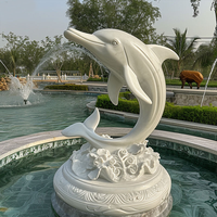 Fournisseur de pierres de jardin, statues de dauphins en marbre sculptées à la main, modernes et durables, sculptures d'animaux pour une utilisation en intérieur dans les villas