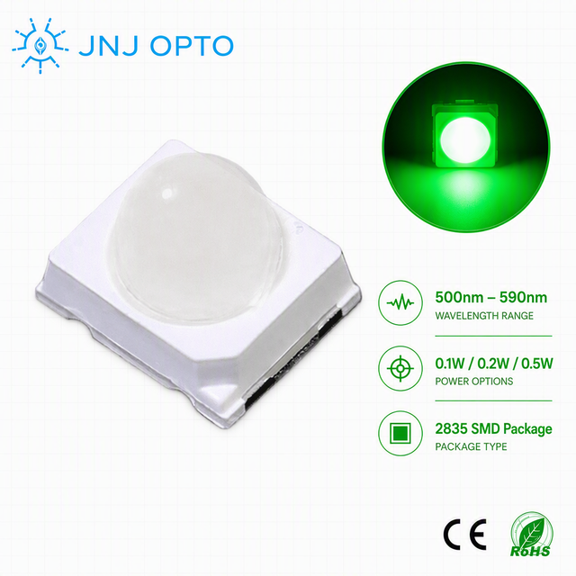 500nm 520nm 590nm SMD LED 2835 Green Diode 0.1W 0.2W 0.5W for Plant Growth Aquarium Lamp Beauty Light Therapy Indicator