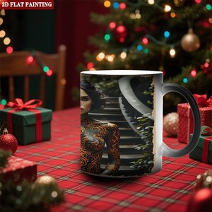 Color Changing Mug 11oz Frosted Black <b>Ceramic</b> Heat Sensitive Coffee Tea <b>Cup</b> - Product Image 2