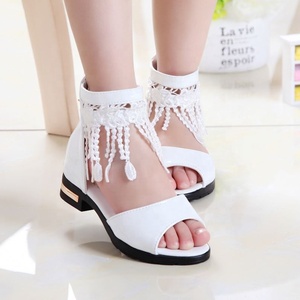 Ruizi verano cómodo cremallera punta abierta niños plano suave Pu cuero borla niños bebé niña Sandalias - Product Image 6