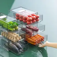 Caixa plástica transparente para alimentos, caixa armazenamento de alimentos para vegetais, frutas, refrigerante, conjunto de recipientes de alimentos, organizador de caixa hermética para cozinha