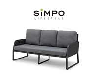 SIMPOLIFESTYLE Mobilier d'extérieur haut de gamme pour resort VENICE, ensemble de canapés 3 places en aluminium et tissu pour terrasse, jardin, hôtel, salle à manger