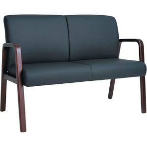 Sofá de Dos Plazas Alera Serie Reception Lounge, Madera, 44.88 Ancho x 26.13 Profundidad x 33 Alto, Negro/Mogoní, para Apartamento, Vestíbulo, Sala de Estar - Product Image 6