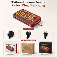 Grill électrique portable grande capacité, facile à nettoyer, barbecue de table Pro-Grill avec plaque amovible, support français pour usage intérieur
