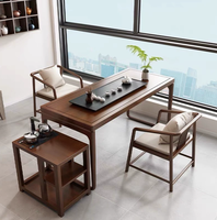 Balcon Table à thé et chaise Combinaison Style Kung Fu Home Study Bois massif Petit salon de thé Zen Nouveau design chinois