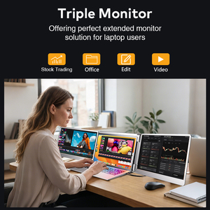 Produit tendance 2026 Moniteur portable triple 14 pouces 1200P FHD IPS avec connexion USB-C Écran large pour ordinateur portable - Product Image 5