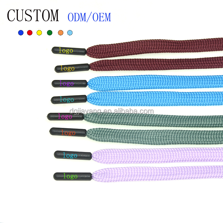 ODM OEM Flat Polyester Draw Cord Hoodies Customizable Eco-Friendly Plastic Tip Pants Short Lace Shoelaces Customizable