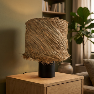 Lampe de sol en rotin avec abat-jour beige, base E26, LED, design asiatique, lumière de sol tropicale pour salon, chambre à coucher, hôtel - Product Image 2