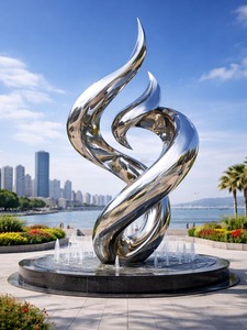 Sculpture de luxe en acier inoxydable poli miroir pour extérieur - Design carré personnalisé - Résistante aux intempéries - Décoration de parc et de jardin - Product Image 5
