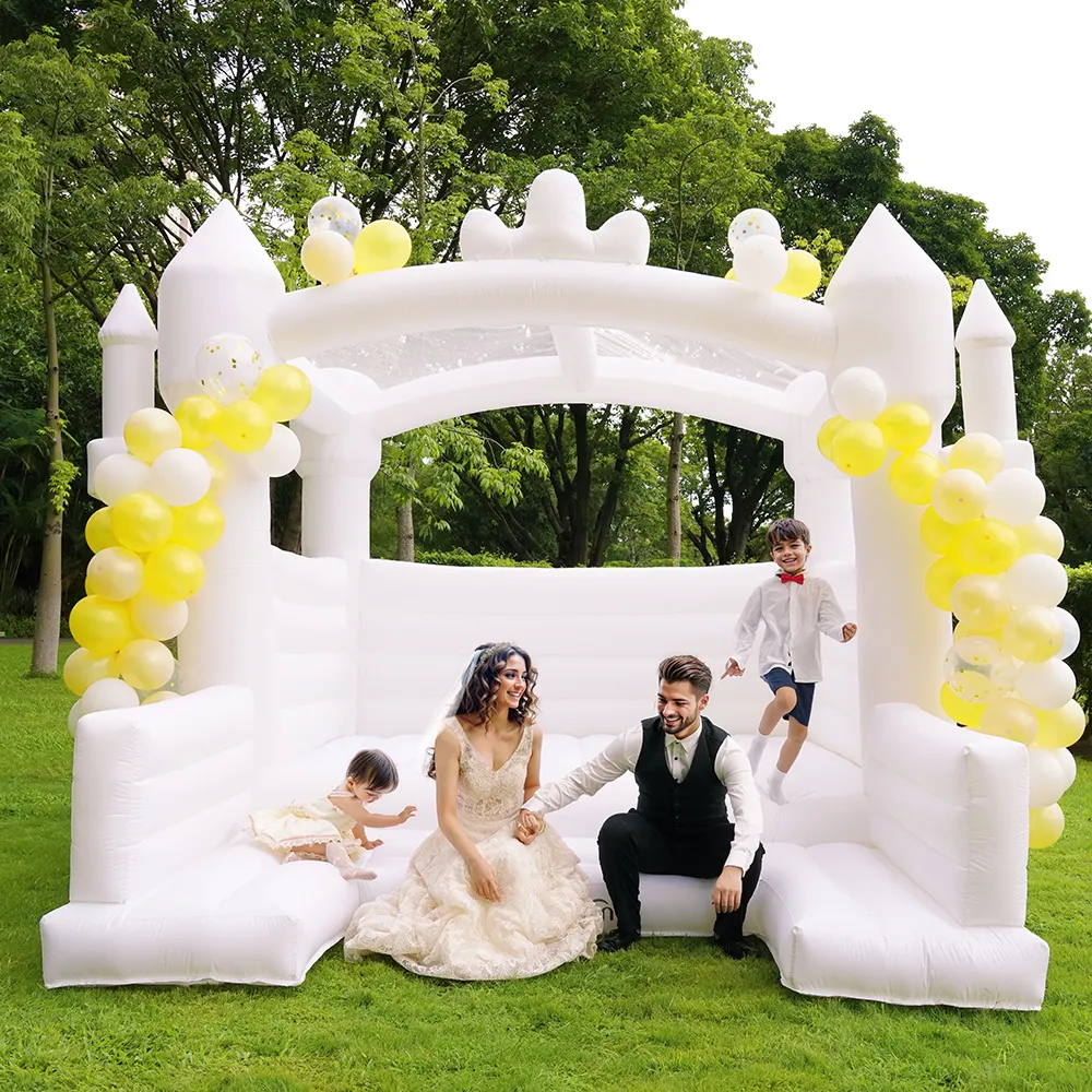 कस्टम लक्जरी बच्चे पार्टी खेल किराये वयस्क सफेद गुलाबी शादी पूल स्लाइड खिलौना उछालभरी महल Inflatable उछाल घर