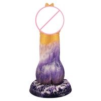 Dildo Golden Bunny en silicone super doux, base à forte ventouse, jouet pour adultes, corps violet moelleux marbré, veines épaisses, extase extrême 100%