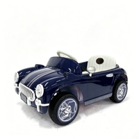 Voiture électrique télécommandée à quatre roues pour enfants, avec musique, design rétro, en plastique, pour les 1-3 ans