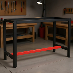 Estructura de Banco de Trabajo Metálica en Negro Mate y Rojo, 43.3x19.7x31.1, Pieza de Mueble Industrial Resistente - Product Image 2