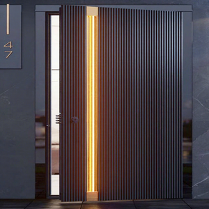 Porte d'entrée moderne en verre feuilleté avec cadre en alliage d'aluminium, isolation thermique, insonorisation et protection UV pour villa - Product Image 1