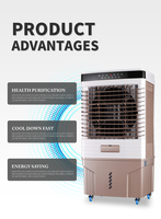 150W 60L Climatiseur Portable 3 Vitesses Mode Écran Tactile Télécommande Refroidisseur D'air Par Évaporation