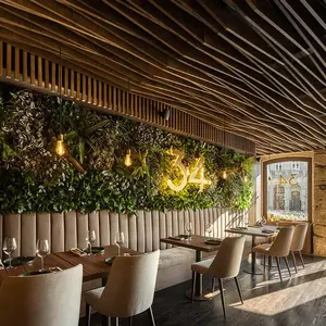 Luz de lujo Muebles de hotel Bar Restaurante Cabina asiento Tamaño personalizado Color Industrial de madera maciza Restaurante Set Furnitu