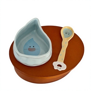 Tazón de Arroz con Diseño de Dibujos Animados, Vajilla de Cerámica Estilo Instagram, Tazón en Forma de Gota de Agua para Cereal, Ensalada, Yogur, Apto para Microondas - Product Image 1