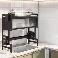 Égouttoir à vaisselle multifonctionnel en métal haute performance, séchoir à vaisselle en PP pour évier, organisateur de comptoir de cuisine, chariots d'îlots de cuisine