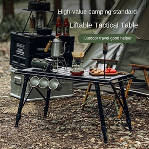 Table pliante tactique en aluminium, réglable en hauteur, portable, pour barbecue, pique-nique, repas multifonctionnel - Product Image 3