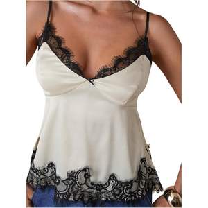 เสื้อกล้ามผู้หญิงผ้าซาตินระบายอากาศพร้อมแผ่นหน้าอกเสื้อท่อนบนผ้าไหมสายสปาเก็ตตี้ออกแบบได้ตามต้องการ - Product Image 2