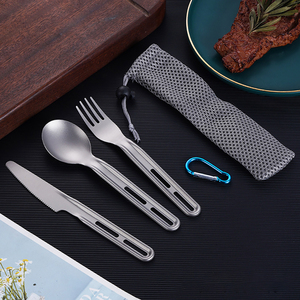 Nuovo <span class=keywords><strong>Set</strong></span> da Cucina in <span class=keywords><strong>Titanio</strong></span> Puro, Coltello Cucchiaio Forchetta, per Campeggio e Viaggio, Portatile e Facile da Pulire - Product Image 1