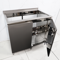 Meubles de buffet de cuisine moderne autoportants en acier inoxydable avec panier à tiroirs