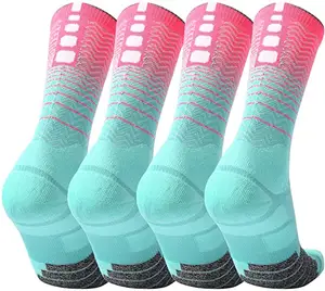 Chaussettes de Sports Anti-peluche élastique, 1 paire, chaussettes de cyclisme, respirantes, résistantes, dégradé coloré