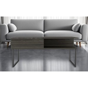 HMS 41 "grigio e onice metallo ascensore tavolo da tè per soggiorno in rovere e MDF fattoria Design con due ripiani - Product Image 5