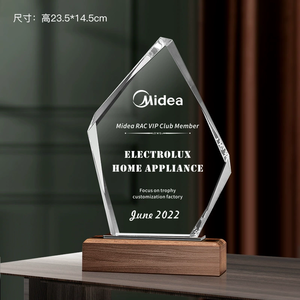 Гуанчжоу, лидер продаж, youtube, хрустальные медали и трофеи, индивидуальный дизайн, хрустальный стеклянный трофей с деревянной основой - Product Image 3