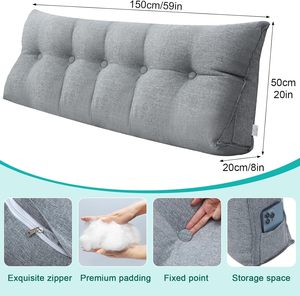 Cuscino con zeppa matrimoniale con testiera triangolare letto lettura dello schienale supporto lungo cuscino con copertura rimovibile per dormitorio - Product Image 2