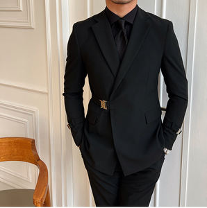 Nouveau <span class=keywords><strong>Costume</strong></span> <span class=keywords><strong>Homme</strong></span> Printemps 2025 Noir pour <span class=keywords><strong>Mariage</strong></span> et Banquet, Coupe Slim, Deux Fentes, <span class=keywords><strong>Costume</strong></span> d'Affaires pour Hommes Élégants - Product Image 2