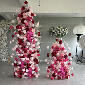 Commercio all'ingrosso fiore sfondo arco artificiale rosa e nude fiore corridore decorazione di nozze forniture per sfondo ad arco stand fiore - Product Image 2