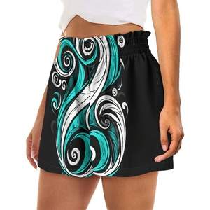 Vendita all'ingrosso personalizzata calda di alta qualità modello <span class=keywords><strong>Koru</strong></span> pantaloncini da donna a vita alta stampati pantaloncini larghi stampati su richiesta - Product Image 3