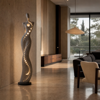 Sculptures en fibre de verre pour décoration de galerie d'art, sculpture abstraite de figure féminine en fibre de verre avec éclairage LED pour la décoration de la maison