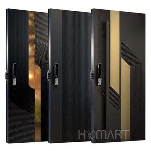 Pintu masuk minimalis Modern mewah hitam dan emas bertekstur artistik desain pintu masuk; Gerbang Villa keamanan kelas atas - Product Image 2