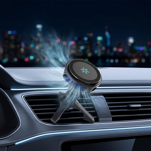 Best Seller High Quality PD 15W Magnetic Cooling Wireless Car Charger with USB Port QC4.0 ABS Material
