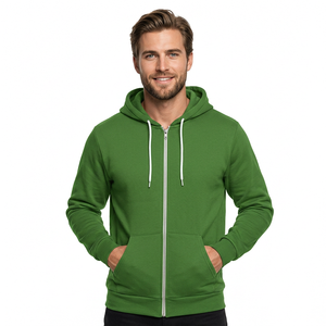Men's Winter Eco Cotton <b>Fleece</b> <b>Hoodie</b> Breathable Knitted Fabric Solid <b>Lined</b> Zipper Closure Anti-Shrink Custom Logo OEM Wholesale - Product Image 1