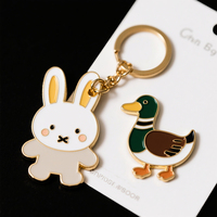 Chaude haute bande dessinée mignon métal Animal forme chien canard lapin porte-clés créatif conception libre dur doux émail impression or porte-clés