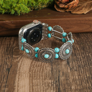 Correa de reloj inteligente con cuentas elásticas turquesa Bohemia, ajuste ajustable Universal para relojes, accesorio de moda con abalorios hechos a mano - Product Image 6