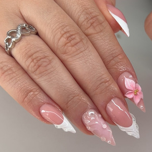 Lot <span class=keywords><strong>de</strong></span> 30 faux ongles à presser, faits main, motifs 3D fleurs et vagues, ongles à couverture complète - Product Image 1