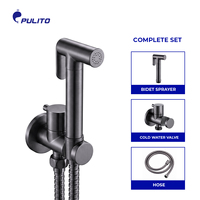 Ensemble de pulvérisateur de bidet Shattaf en laiton gris anthracite, couleur personnalisable, avec robinet d'angle, douchette WC, douche musulmane, emballage personnalisé, OEM