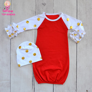 Conjunto <span class=keywords><strong>de</strong></span> regalo para bebé <span class=keywords><strong>de</strong></span> Año Nuevo 2025, vestidos infantiles, algodón <span class=keywords><strong>de</strong></span> lunares dorados rojos, Navidad, vestido raglán con volantes para niña con sombrero - Product Image 2