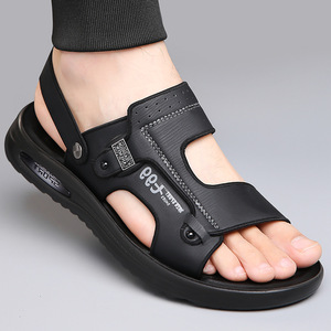 Sandalias Planas para Hombre, Punta Abierta, Parte Superior de PU, Suela de Goma, Transpirables, Calzado Deportivo Informal - Product Image 4
