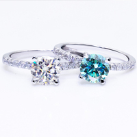 Bague de mariage momanite bleu fantaisie, anneau de fiançailles, coupe ronde, 6.5mm, 1ct, livraison gratuite