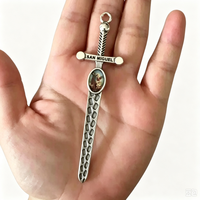 Pendentif religieux en forme d'épée de l'archange Saint Michel, finition argent vieilli, pour la fabrication de colliers de chapelet et de bijoux, vente en gros