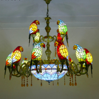 Lustres en vitrail en forme de perroquets pour hôtels, lampes suspendues décoratives pour halls et plafonds de villas