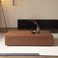 Nouvelle table basse en bois massif style moderne 2026, design minimaliste du milieu du siècle, avec rangement pour salon, couleur noyer