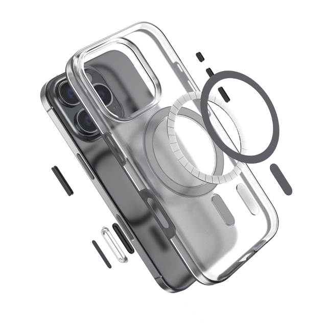 Ultra Slim Full Protect Two Tone TPU+PC Transparent Anti-Fingerprint Magnetic Ring Holder Phone Case for 16 360